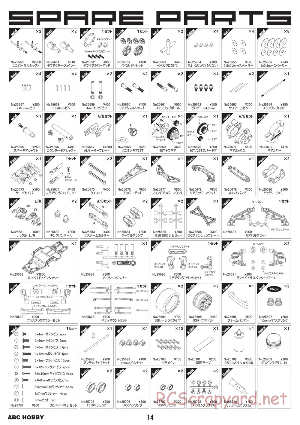 ABC Hobby - Gambado - Parts List - Page 1