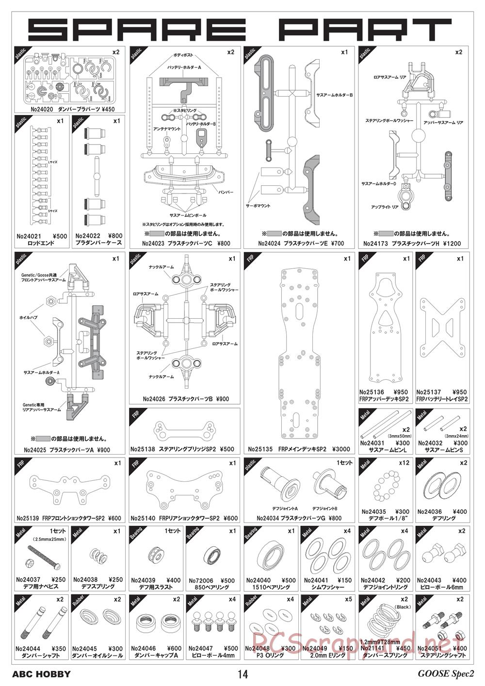 ABC Hobby - Goose Spec2 - Parts List - Page 1