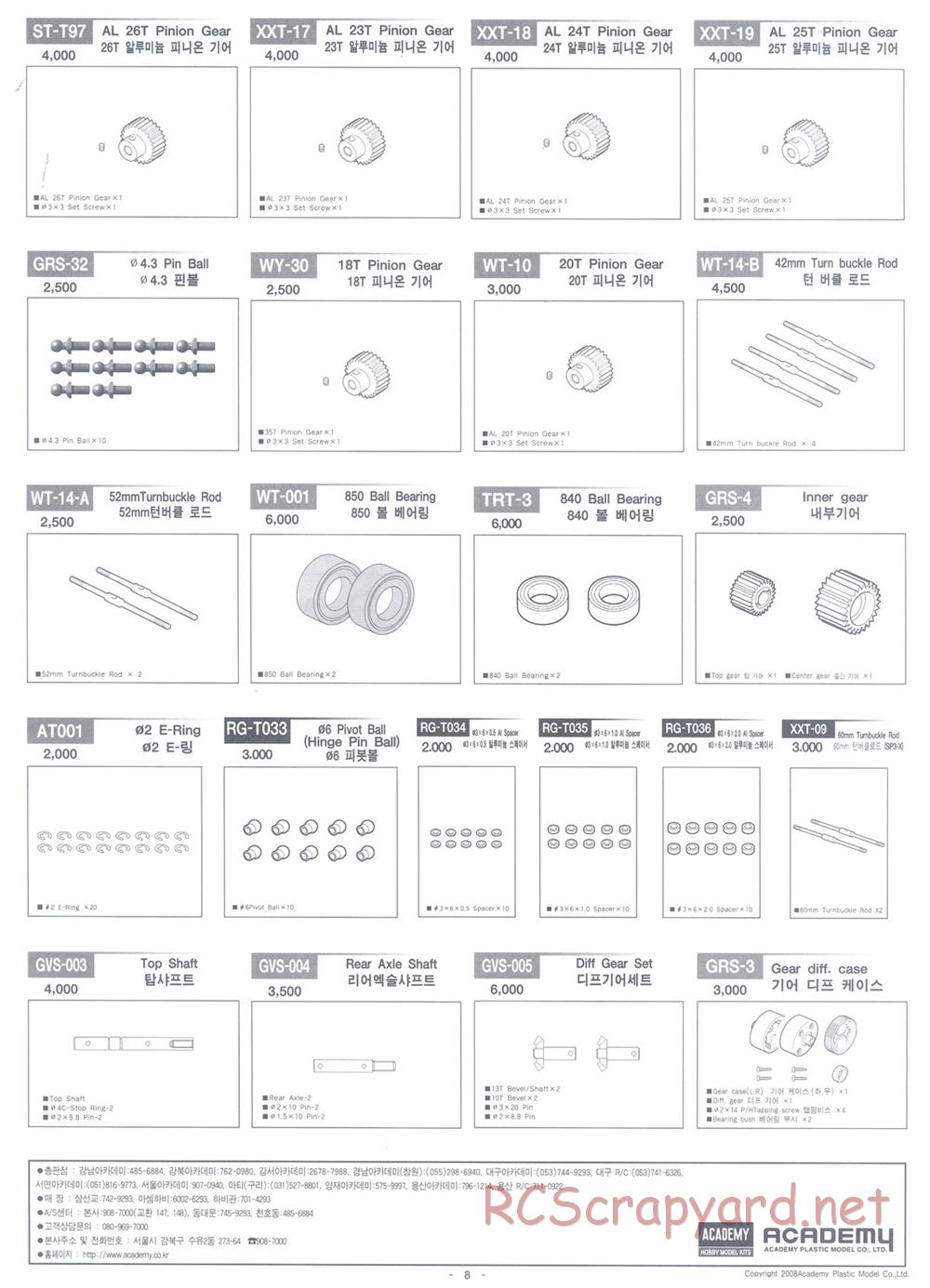 Academy - GV2 - Parts List - Page 8