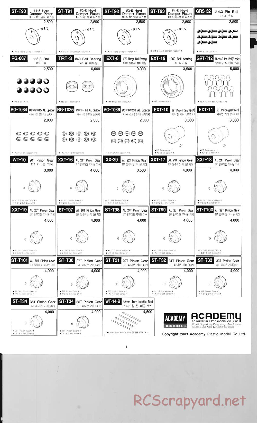 Academy - Genesis Coupe - Parts List - Page 4