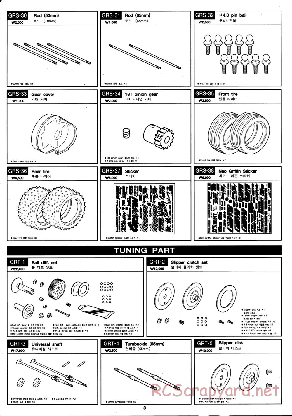 Academy - Griffin Pro - Parts List - Page 3