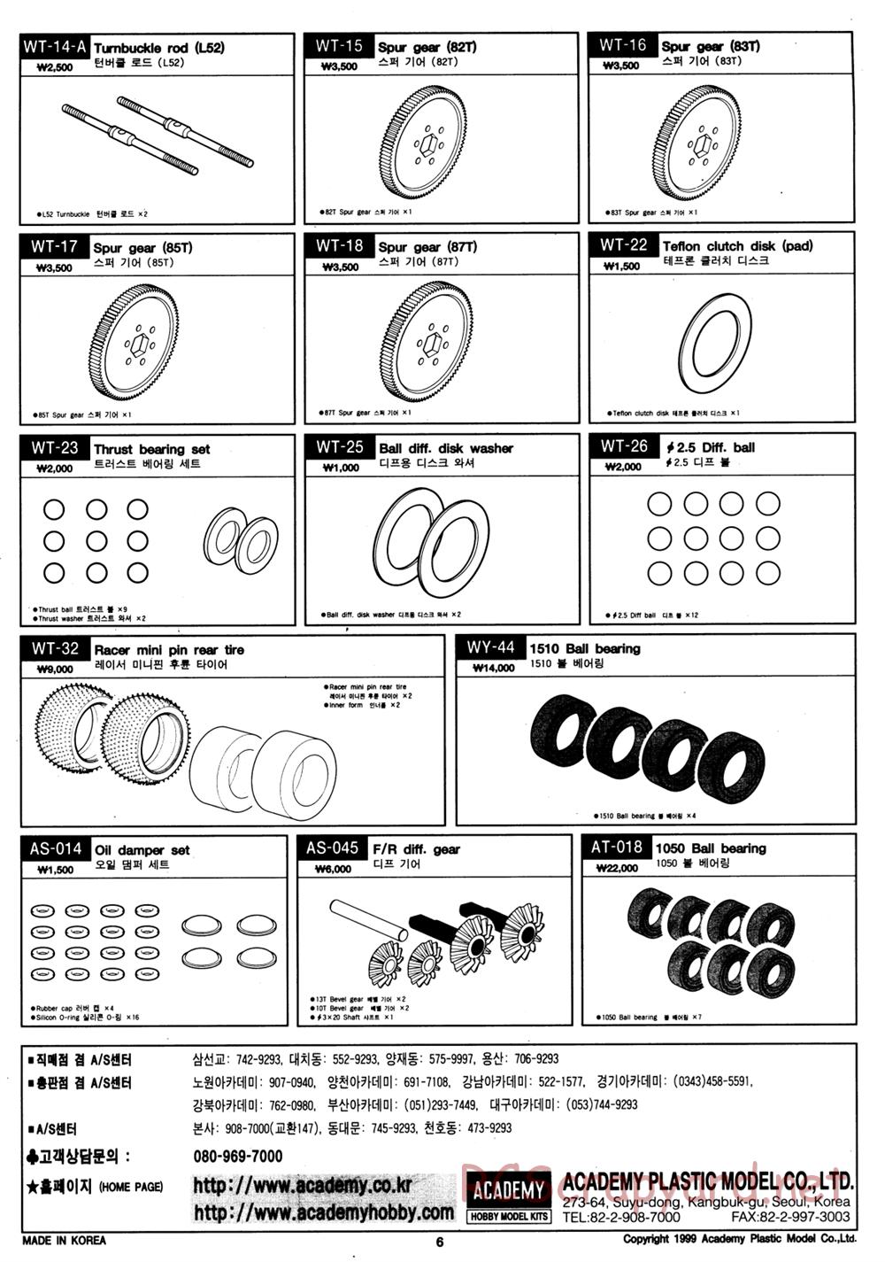 Academy - Griffin Pro - Parts List - Page 6