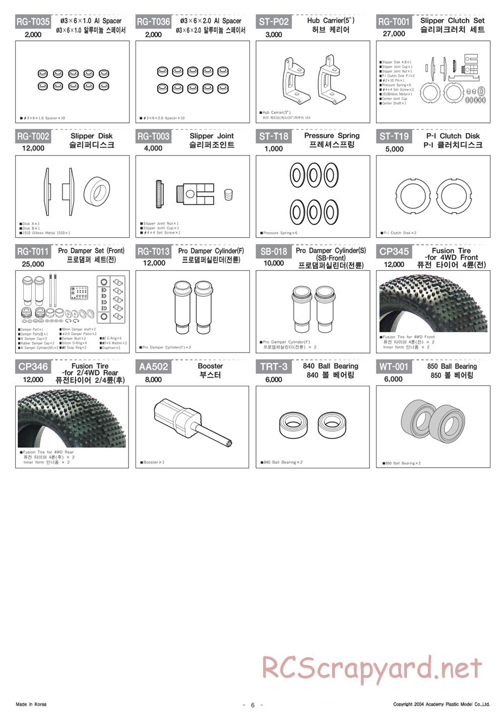 Academy - Velox-XB - Parts List - Page 6