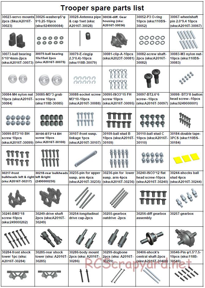 Acme Racing - Trooper EP - Exploded View and Parts List - Page 8