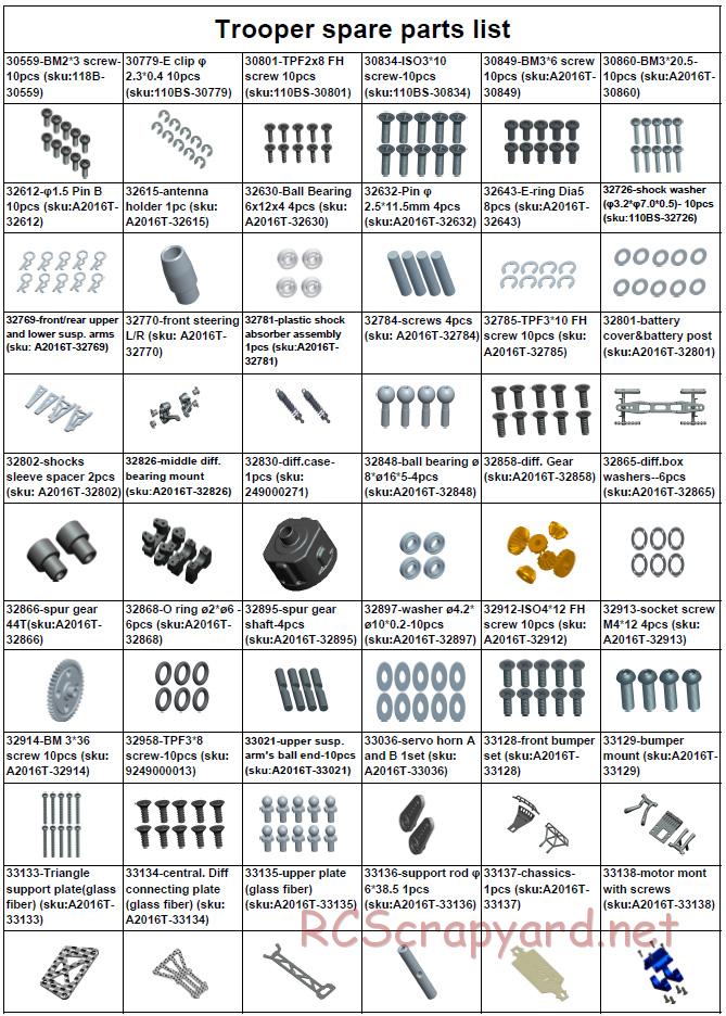 Acme Racing - Trooper EP - Exploded View and Parts List - Page 9