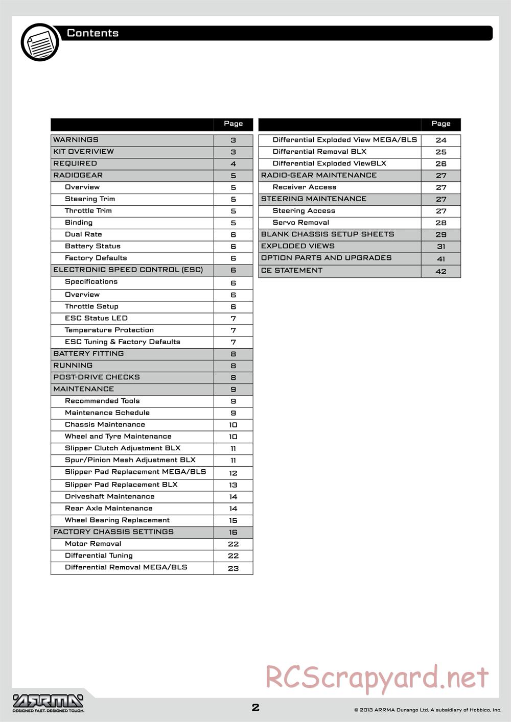 ARRMA - Vorteks BLS (2014) - Manual - Page 2