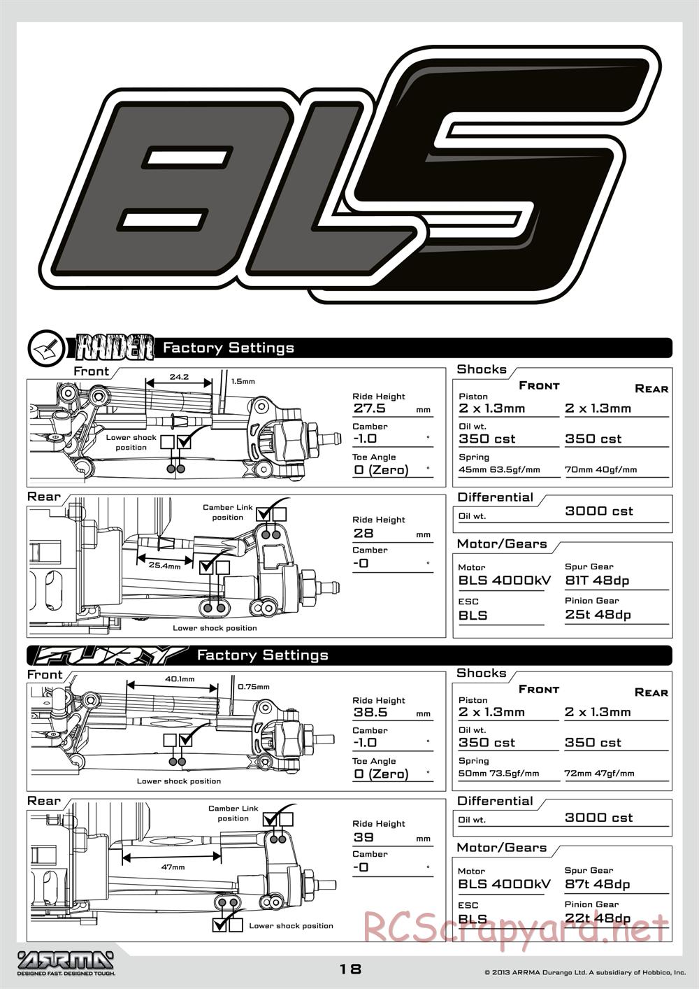 ARRMA - Vorteks BLS (2014) - Manual - Page 18