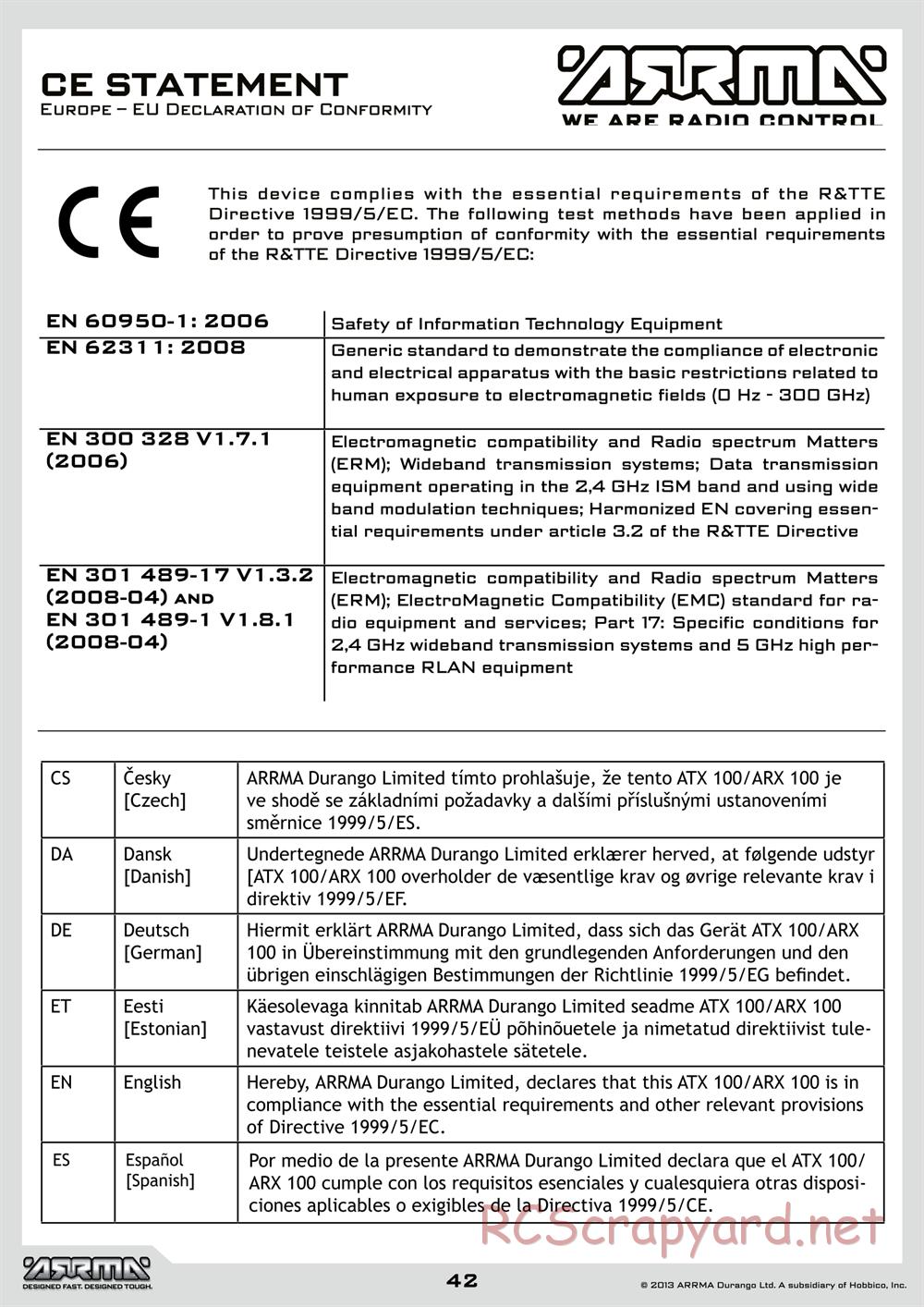 ARRMA - Granite BLS (2014) - Manual - Page 42