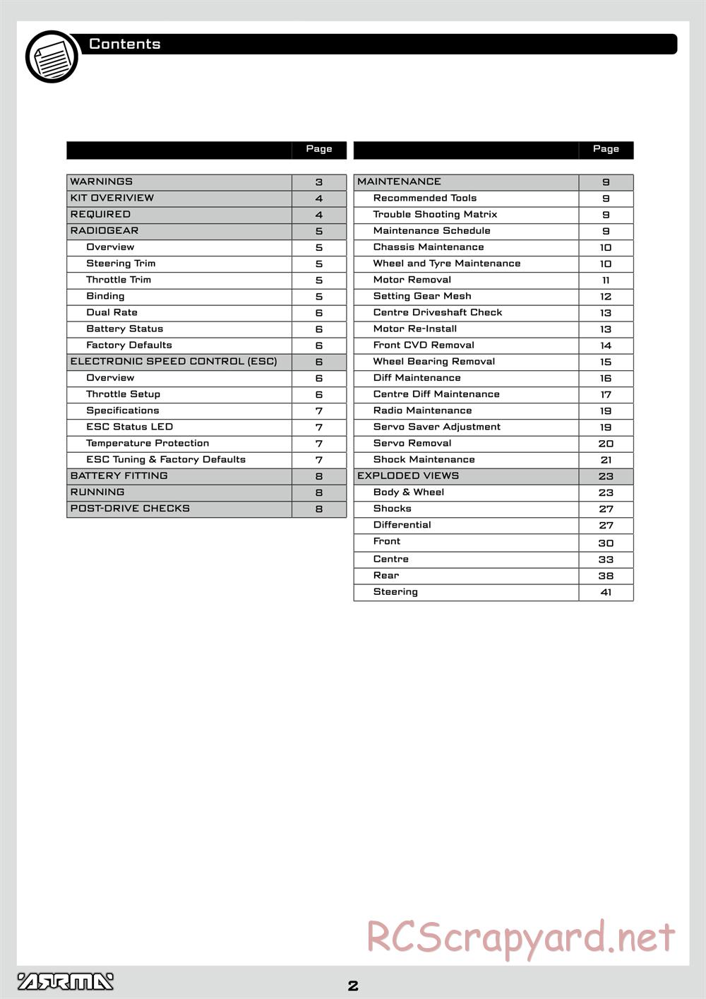 ARRMA - Senton 6S BLX (2014) - Manual - Page 2