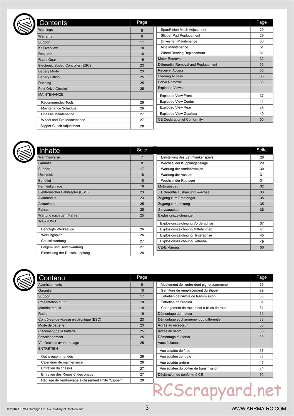 ARRMA - Granite BLX (2016) - Manual - Page 3