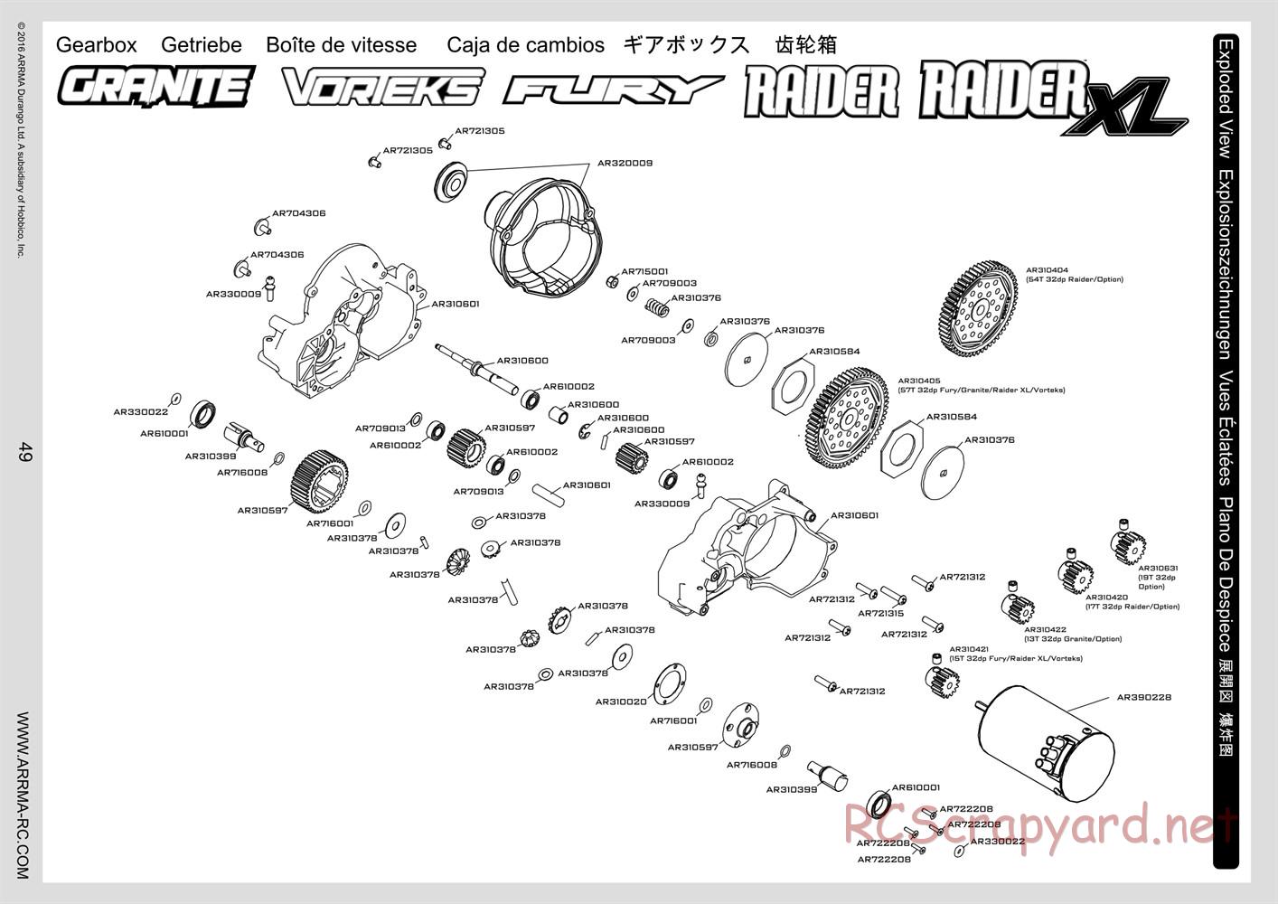 ARRMA - Raider BLX (2014) - Manual - Page 49