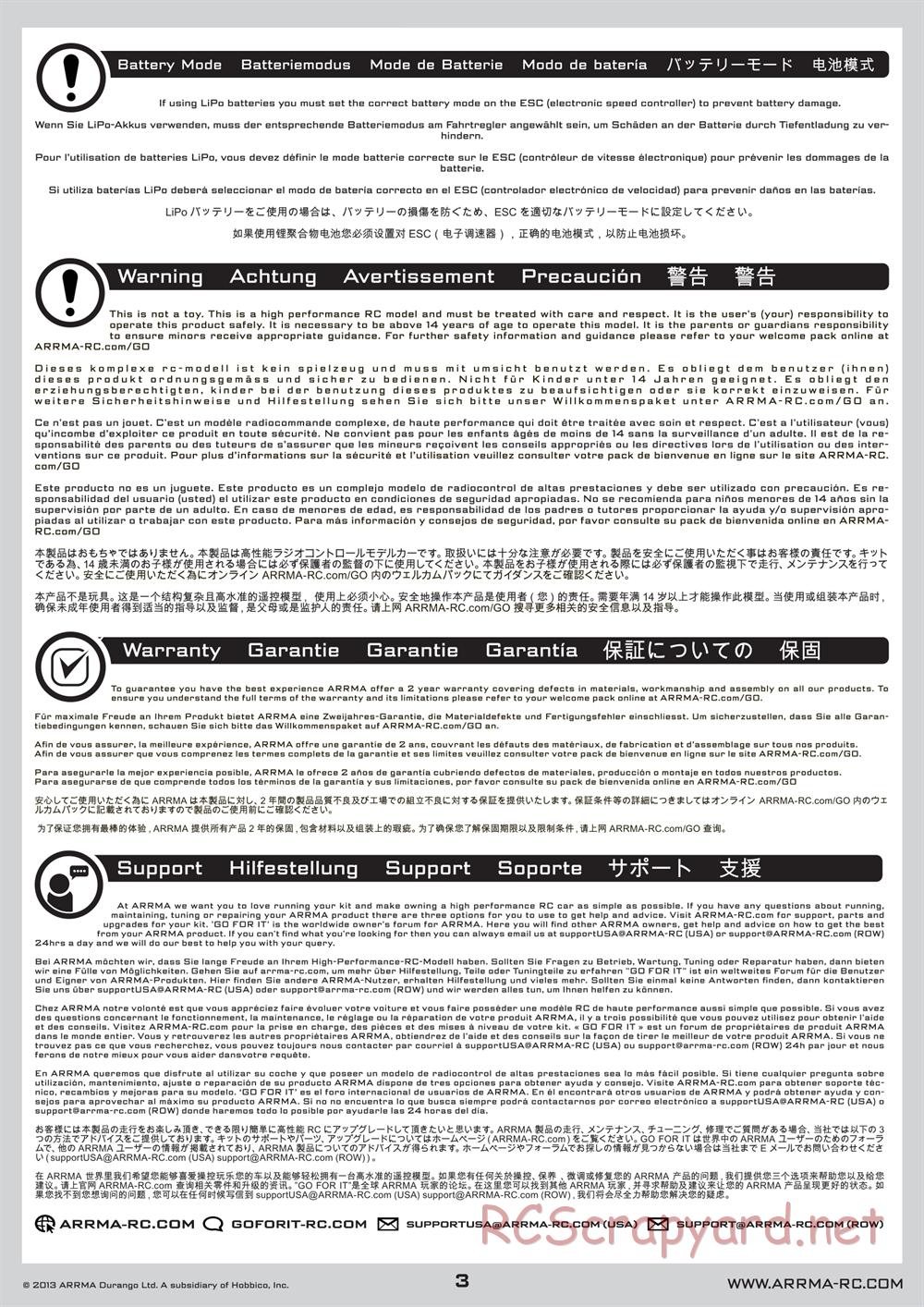 ARRMA - Raider BLX (2013) - Manual - Page 3