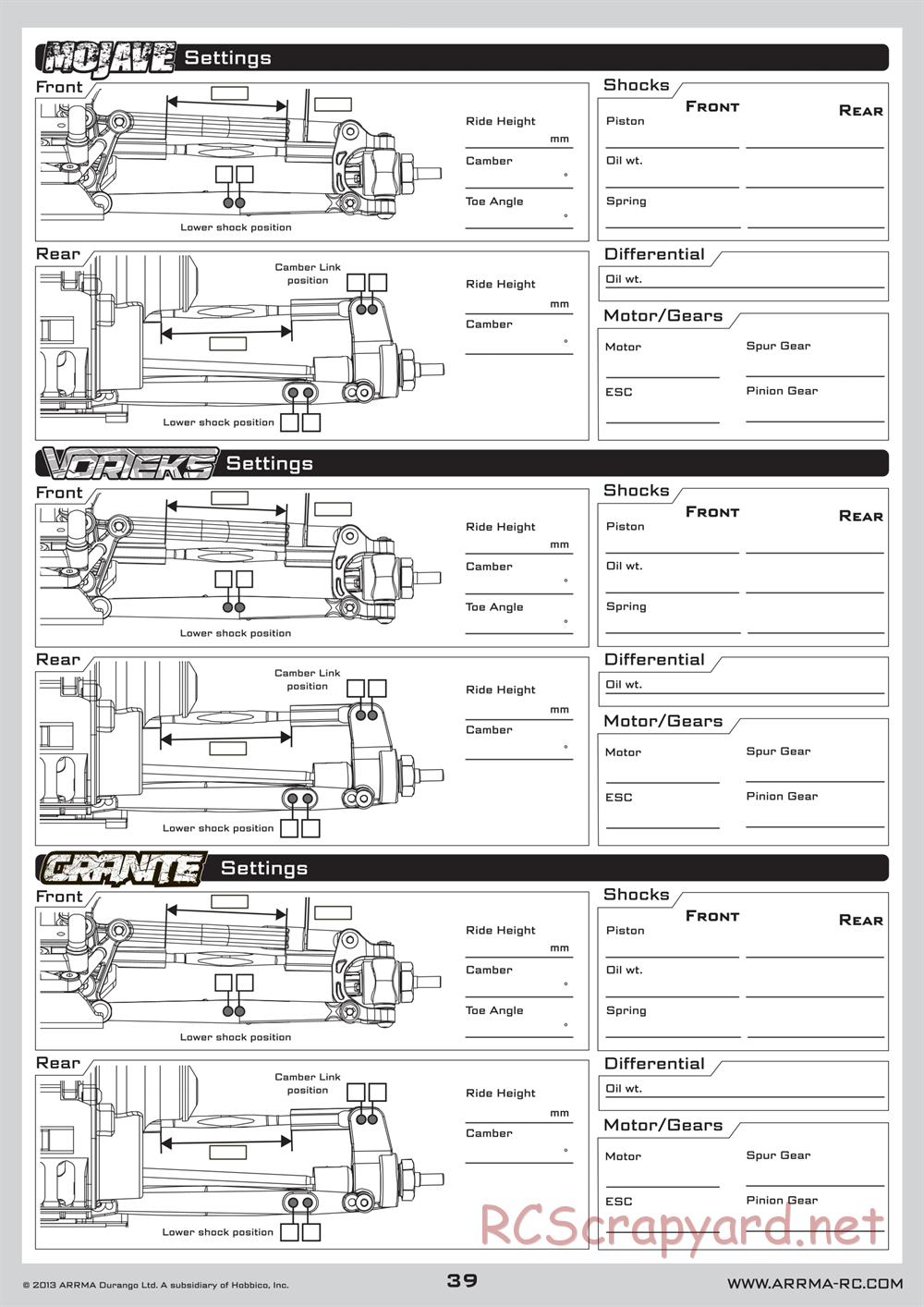 ARRMA - ADX-10 BLX (2013) - Manual - Page 39