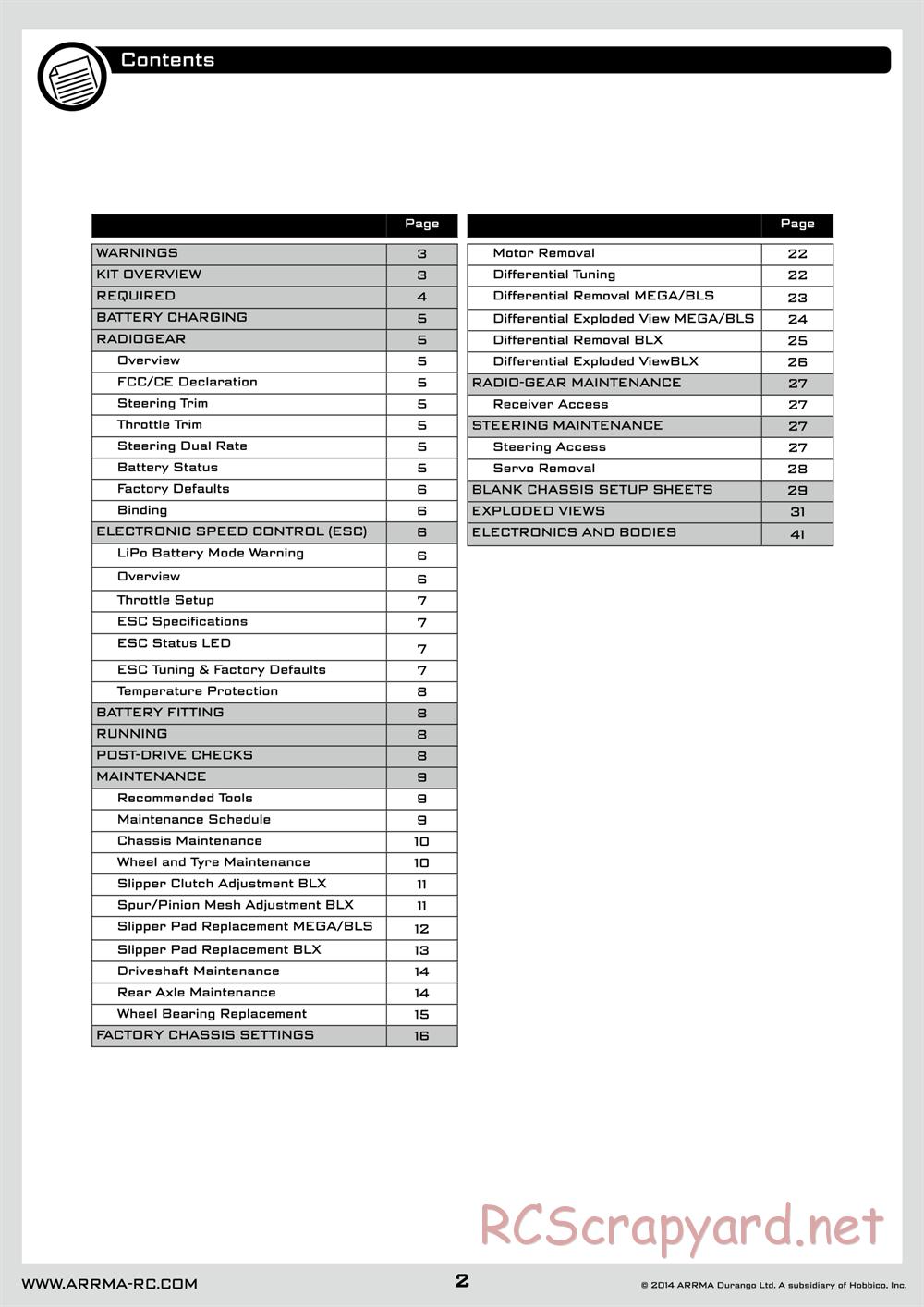 ARRMA - Granite BLX (2014) - Manual - Page 2