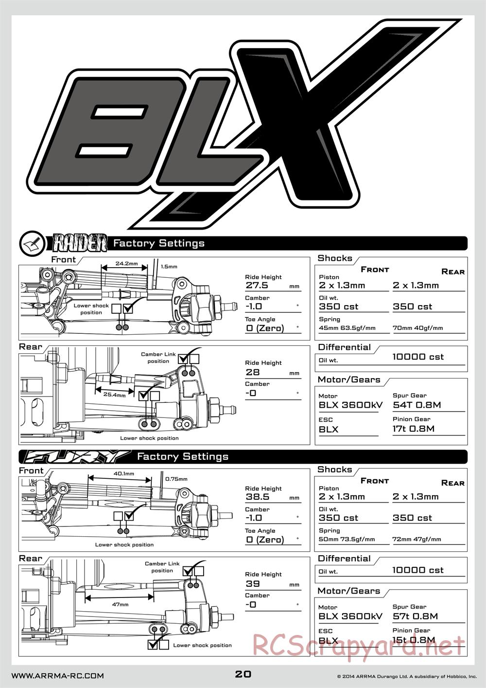 ARRMA - Granite BLX (2014) - Manual - Page 20