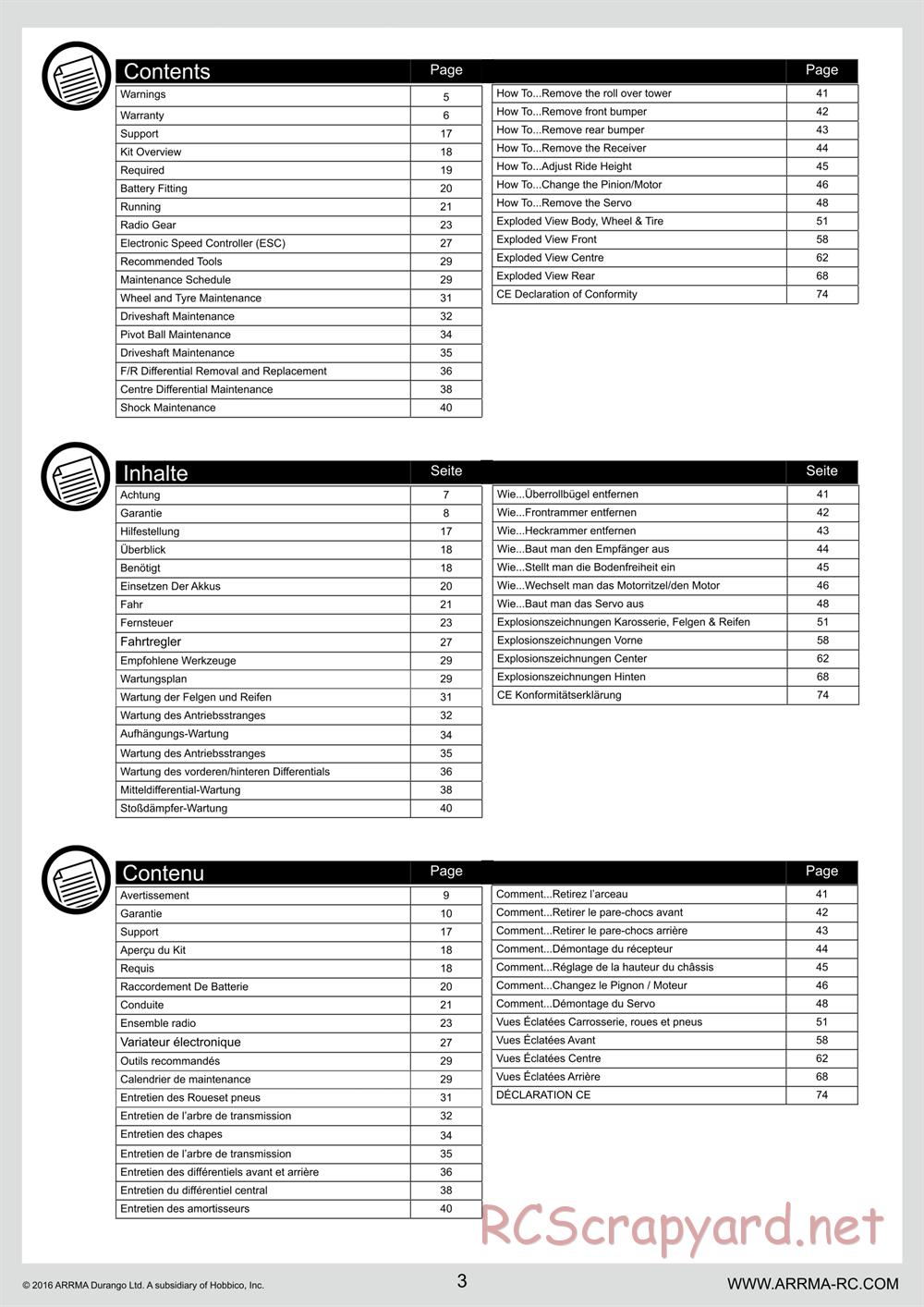 ARRMA - Senton 6S BLX (2016) - Manual - Page 3