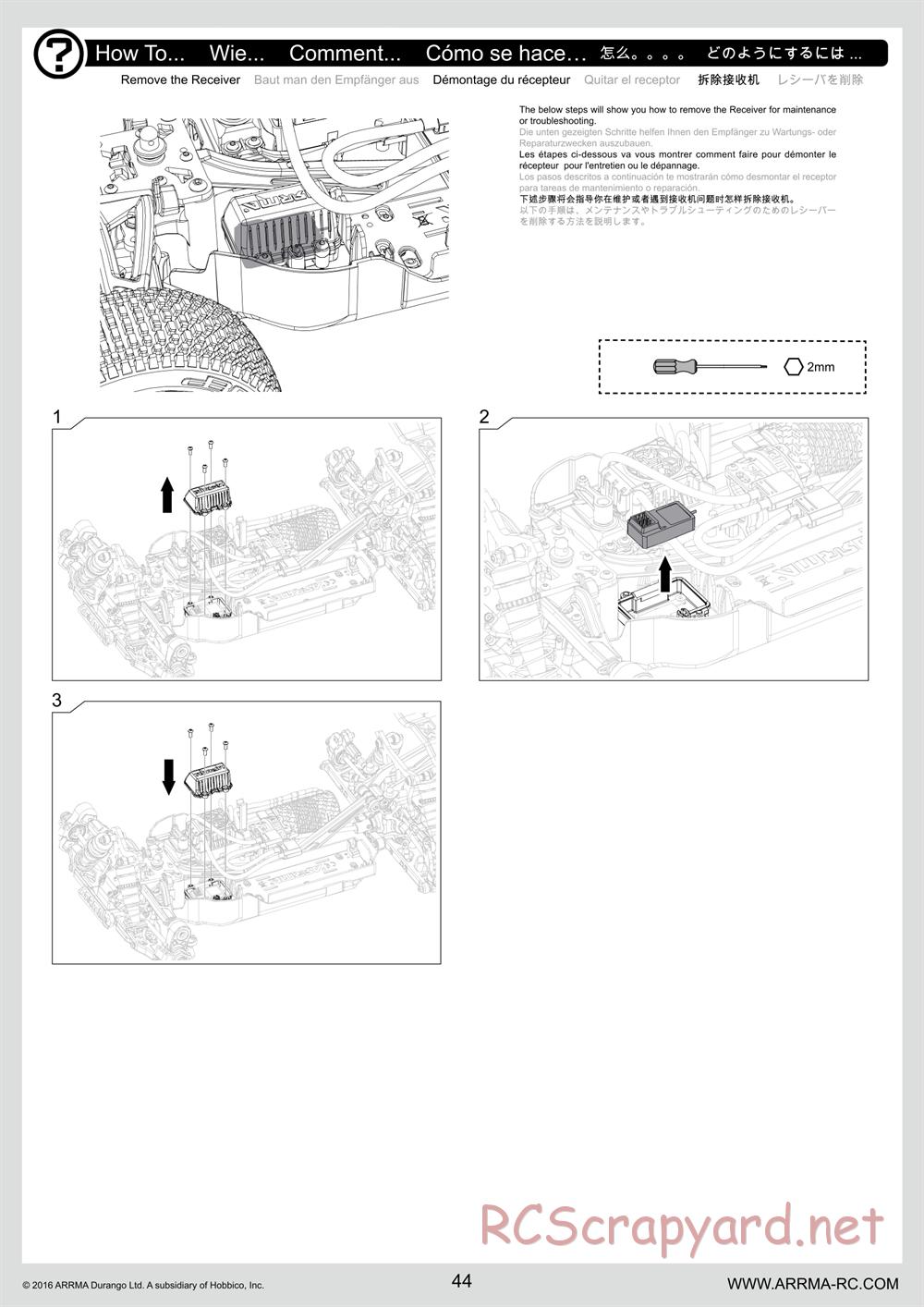 ARRMA - Senton 6S BLX (2016) - Manual - Page 44