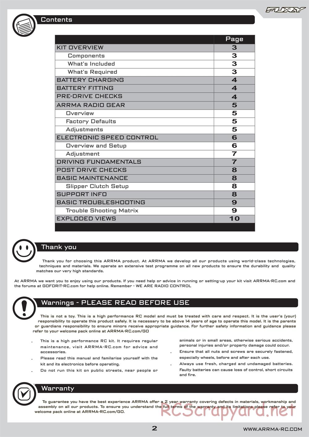 ARRMA - Fury (2010) - Manual - Page 2