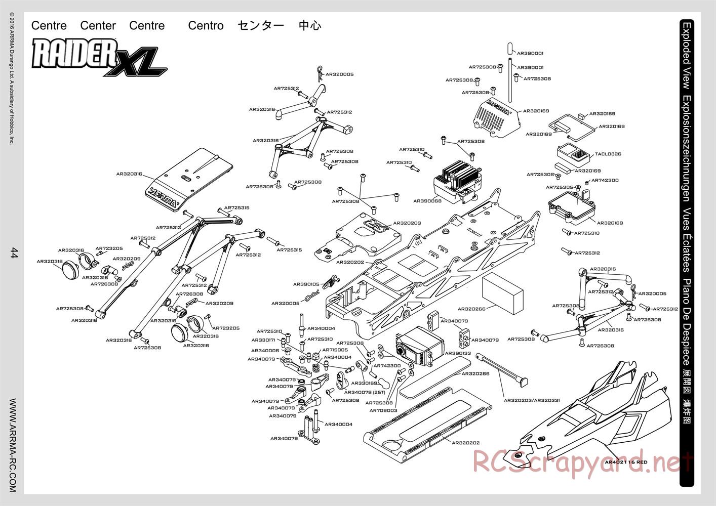 ARRMA - Raider Mega (2016) - Manual - Page 44