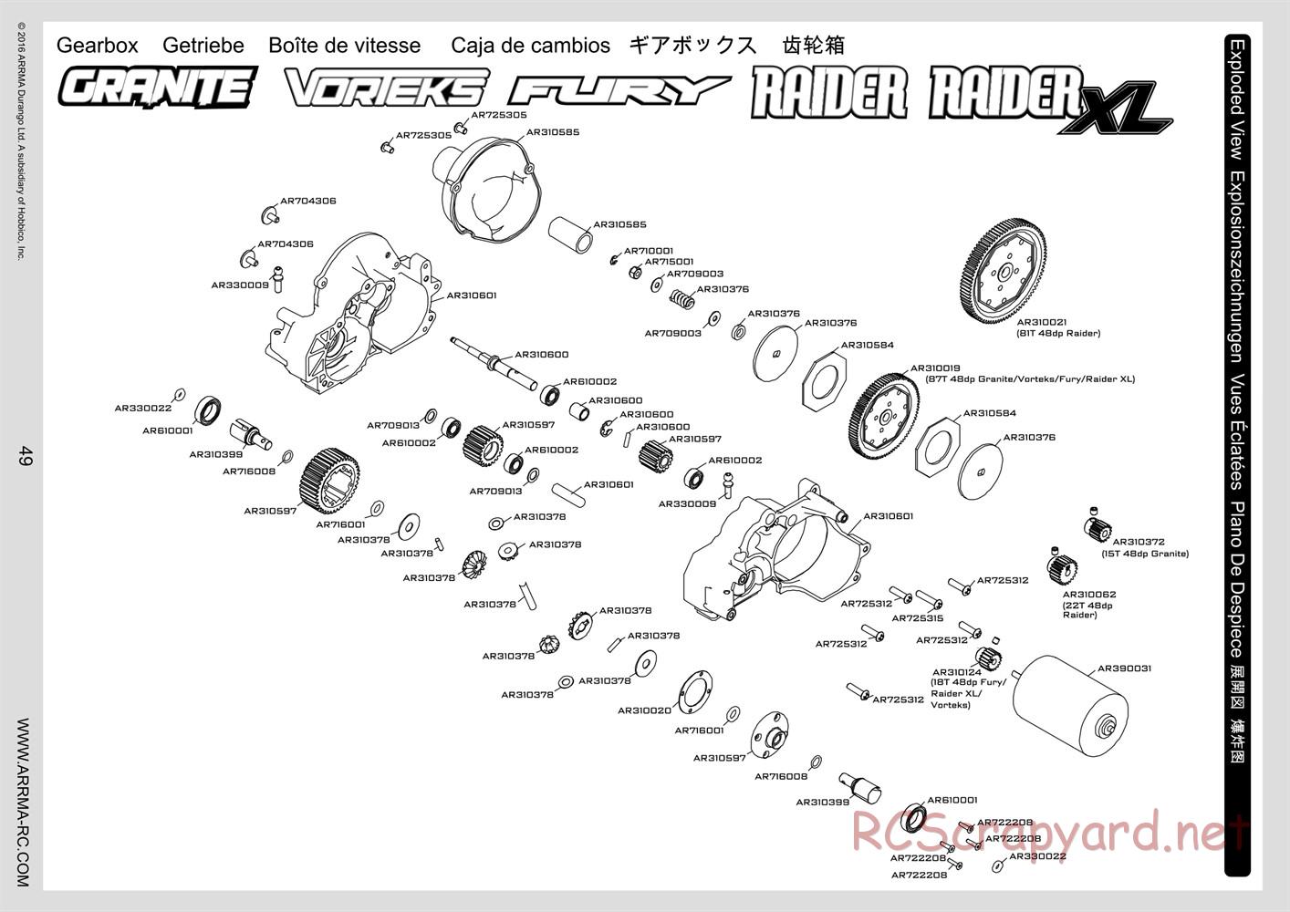 ARRMA - Granite Mega (2016) - Manual - Page 49