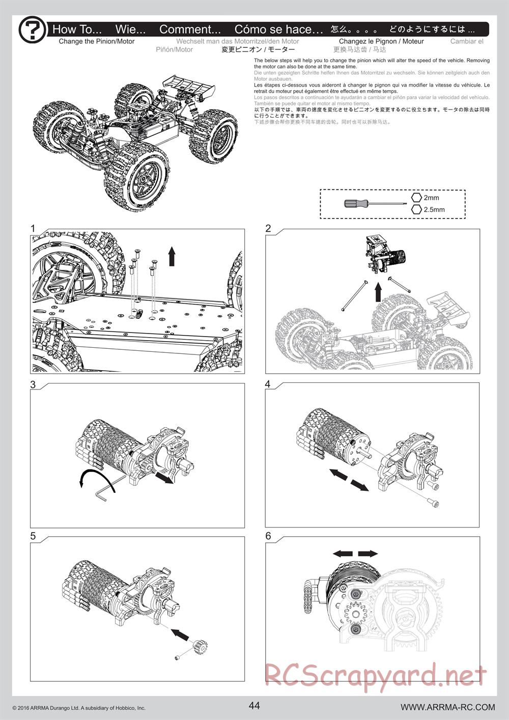 ARRMA - Outcast 6S BLX - Manual - Page 44