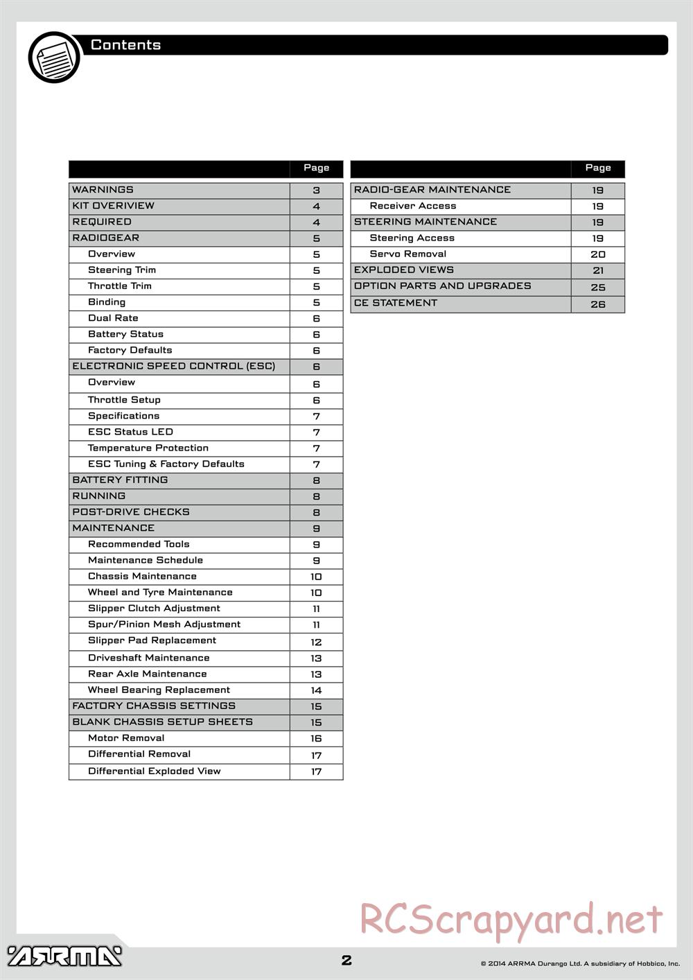 ARRMA - Raider XL BLX (2014) - Manual - Page 2