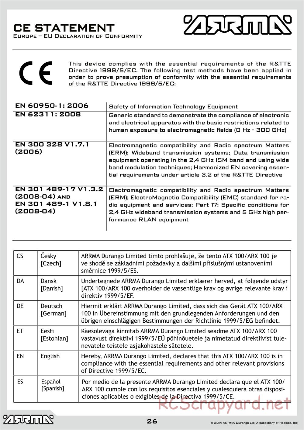 ARRMA - Raider XL BLX (2014) - Manual - Page 26