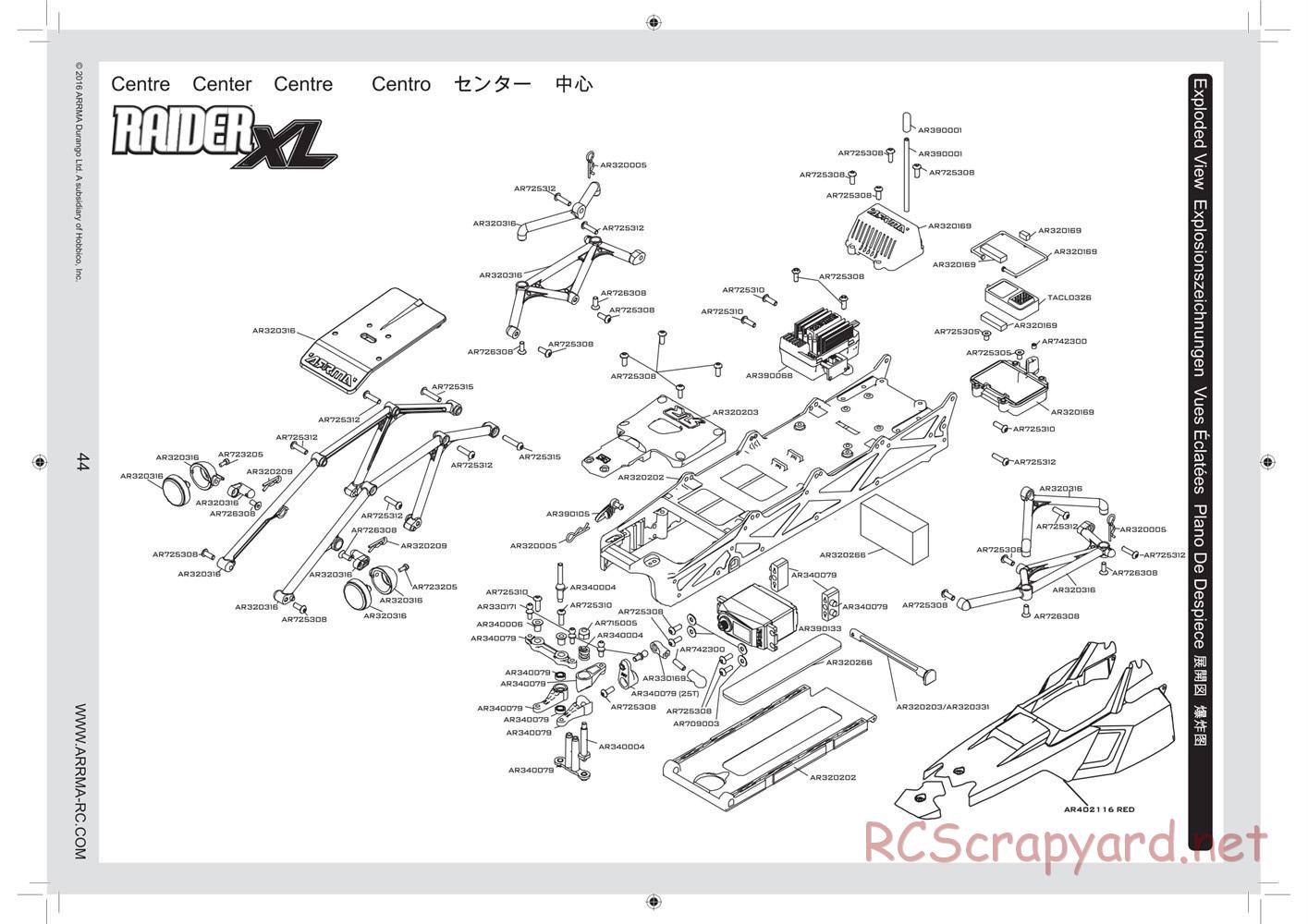 ARRMA - Raider XL Mega - Exploded View with Part Numbers - Page 2