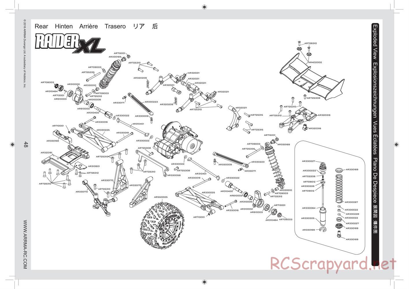 ARRMA - Raider XL Mega - Exploded View with Part Numbers - Page 3