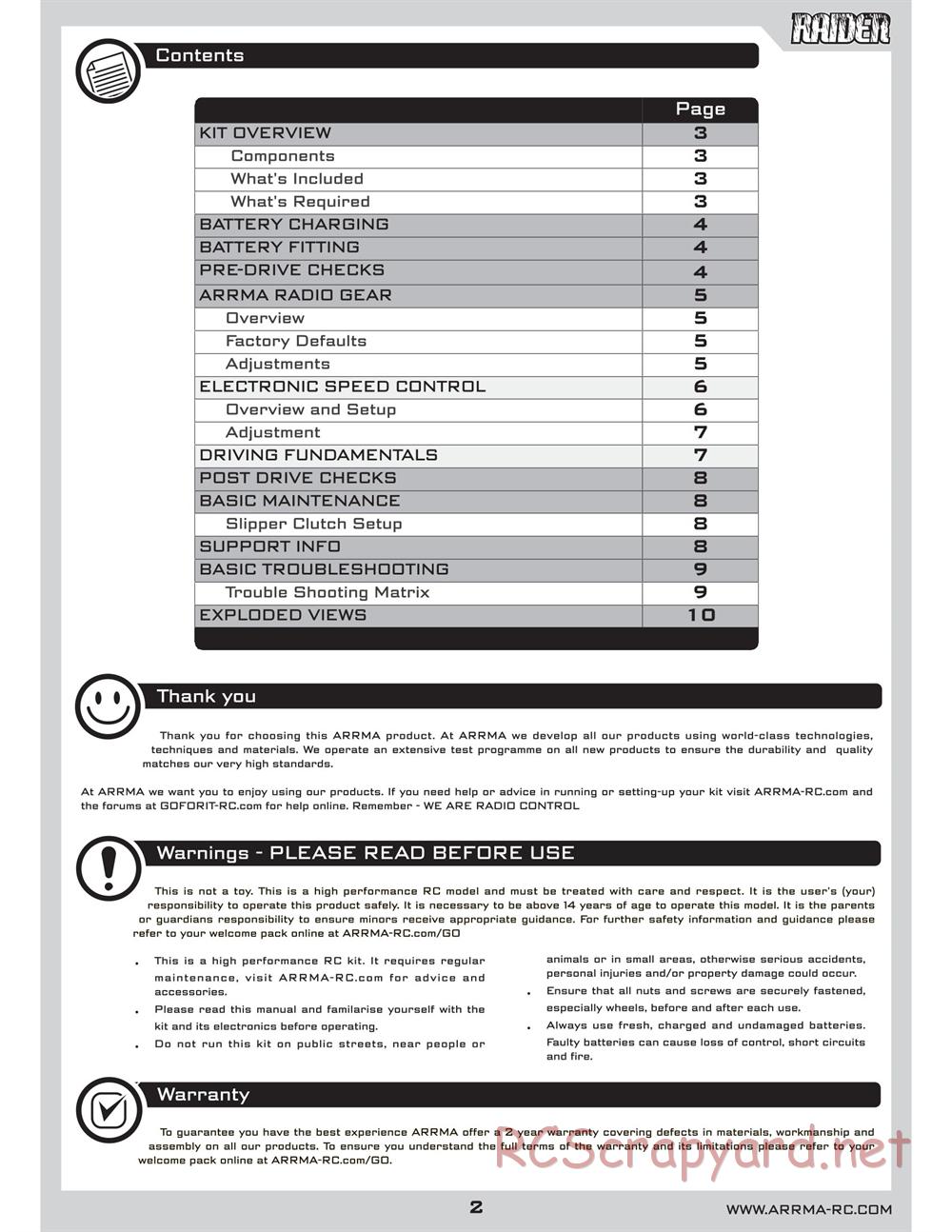 ARRMA - Raider (2010) - Manual - Page 2