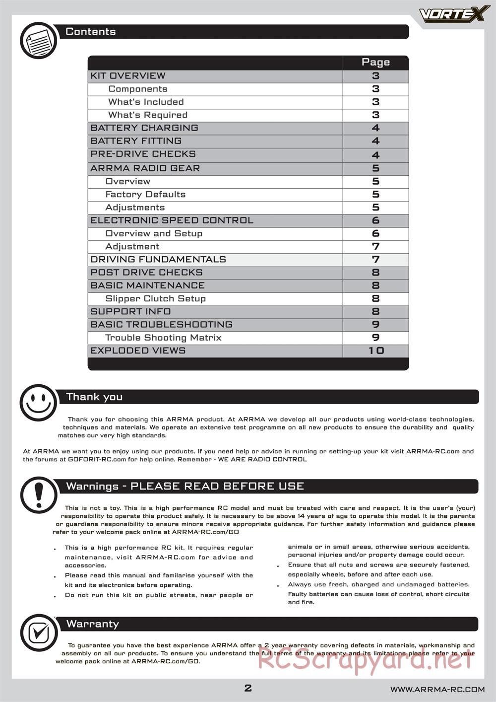 ARRMA - Vortex - Manual - Page 2