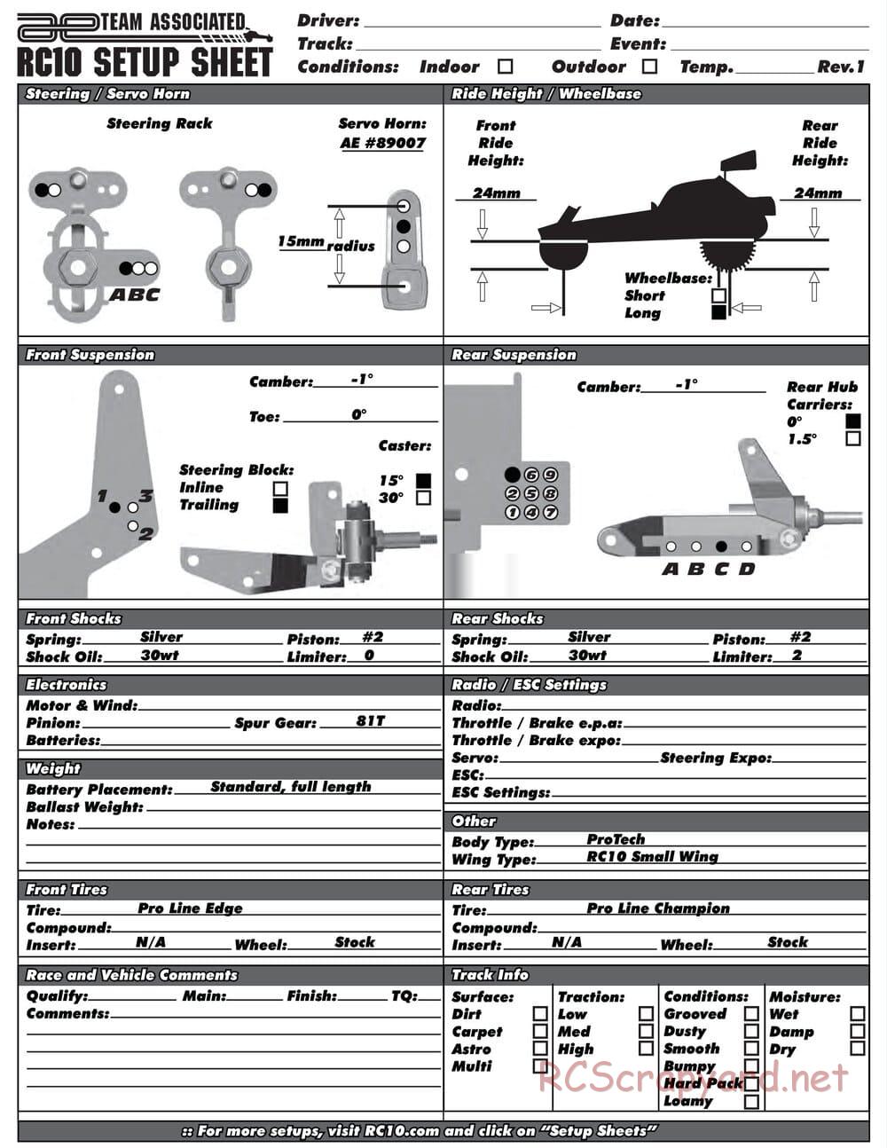 Team Associated - RC10 Classic - Manual - Page 31