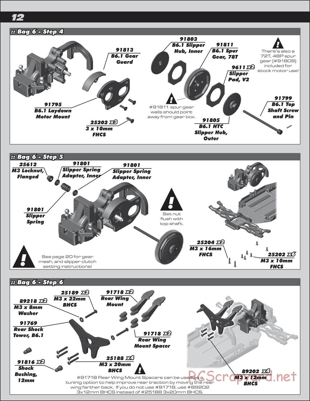 Team Associated - RC10 B6.2D Team - Manual - Page 12