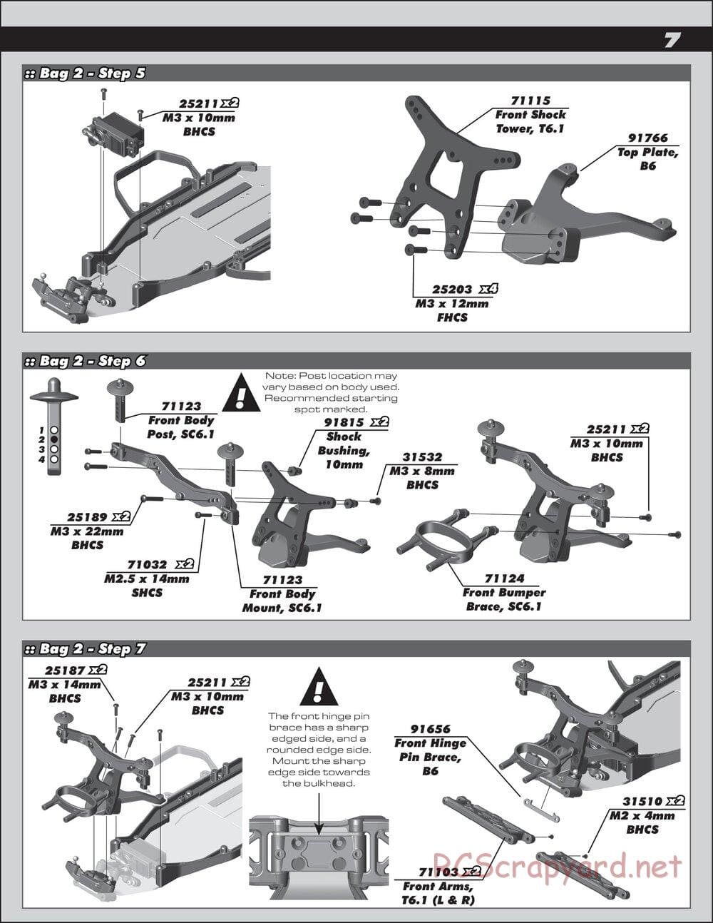 Team Associated - RC10 SC6.1 Team - Manual - Page 7