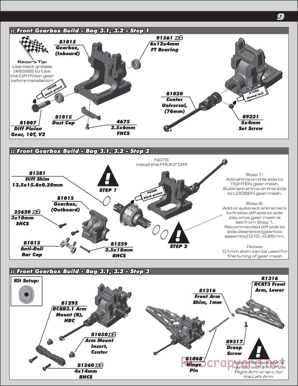 Team Associated - RC8T3.1 Team - Manual - Page 9