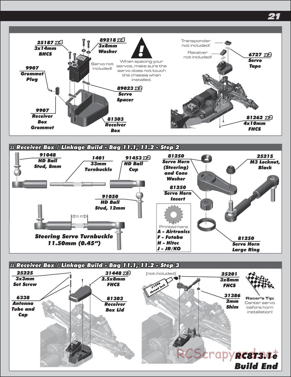 Team Associated - RC8T3.1 Team - Manual - Page 21