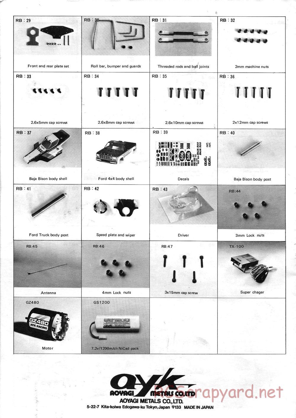 AYK Racing - 566B Super Trail - Parts List - Page 5