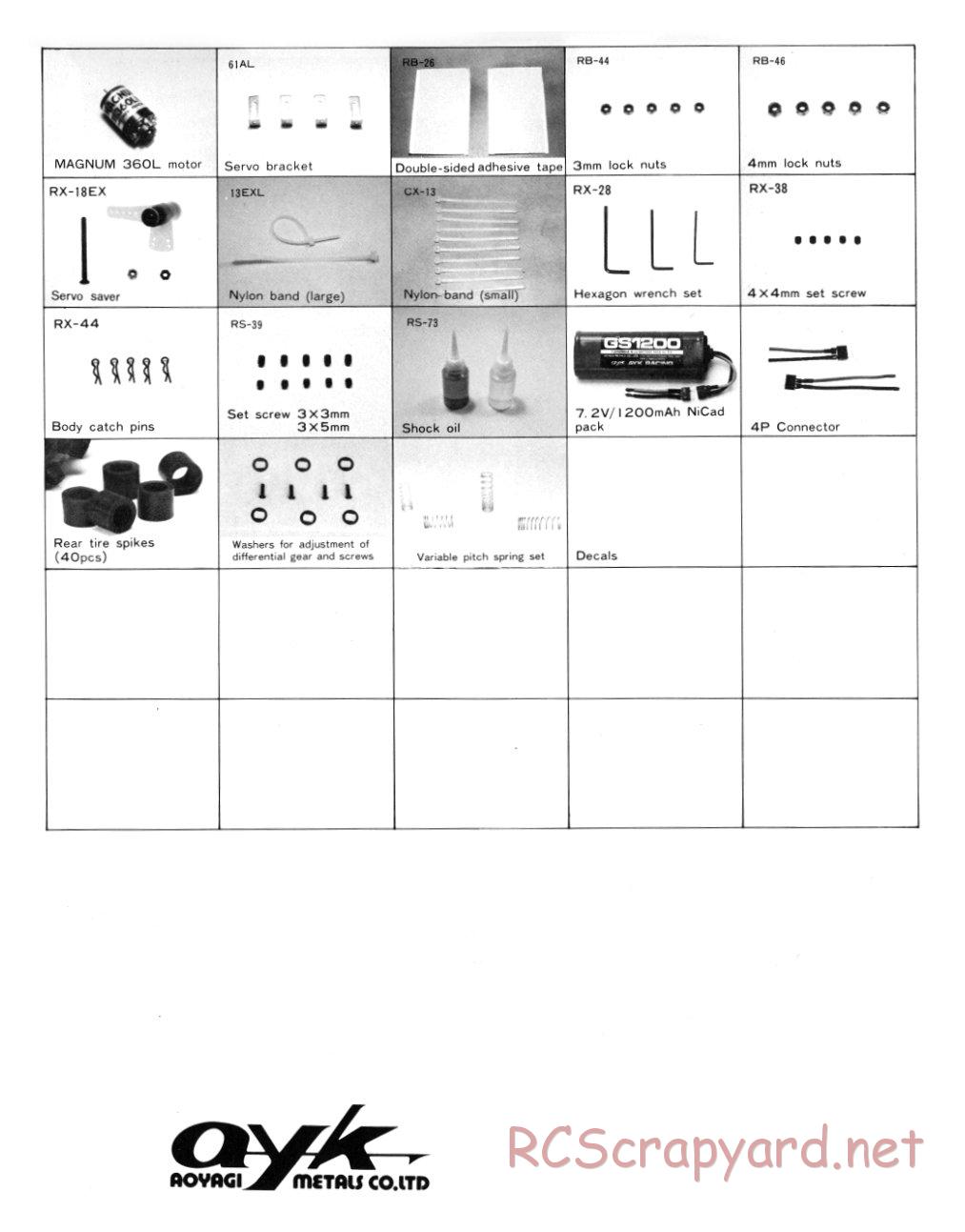 AYK Racing - Buffalo / Bobcat - Exploded View and Parts List - Page 3