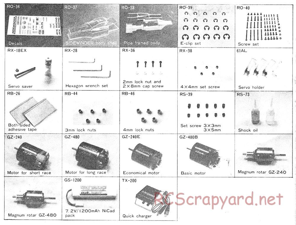 AYK Racing - Sidewinder - Exploded View and Parts List - Page 3