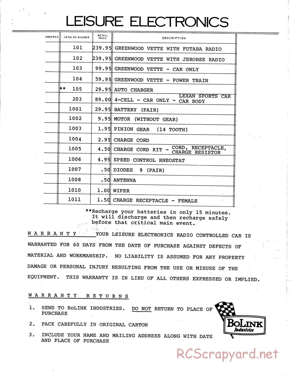 Bolink - Models and Part Lists - Page 31