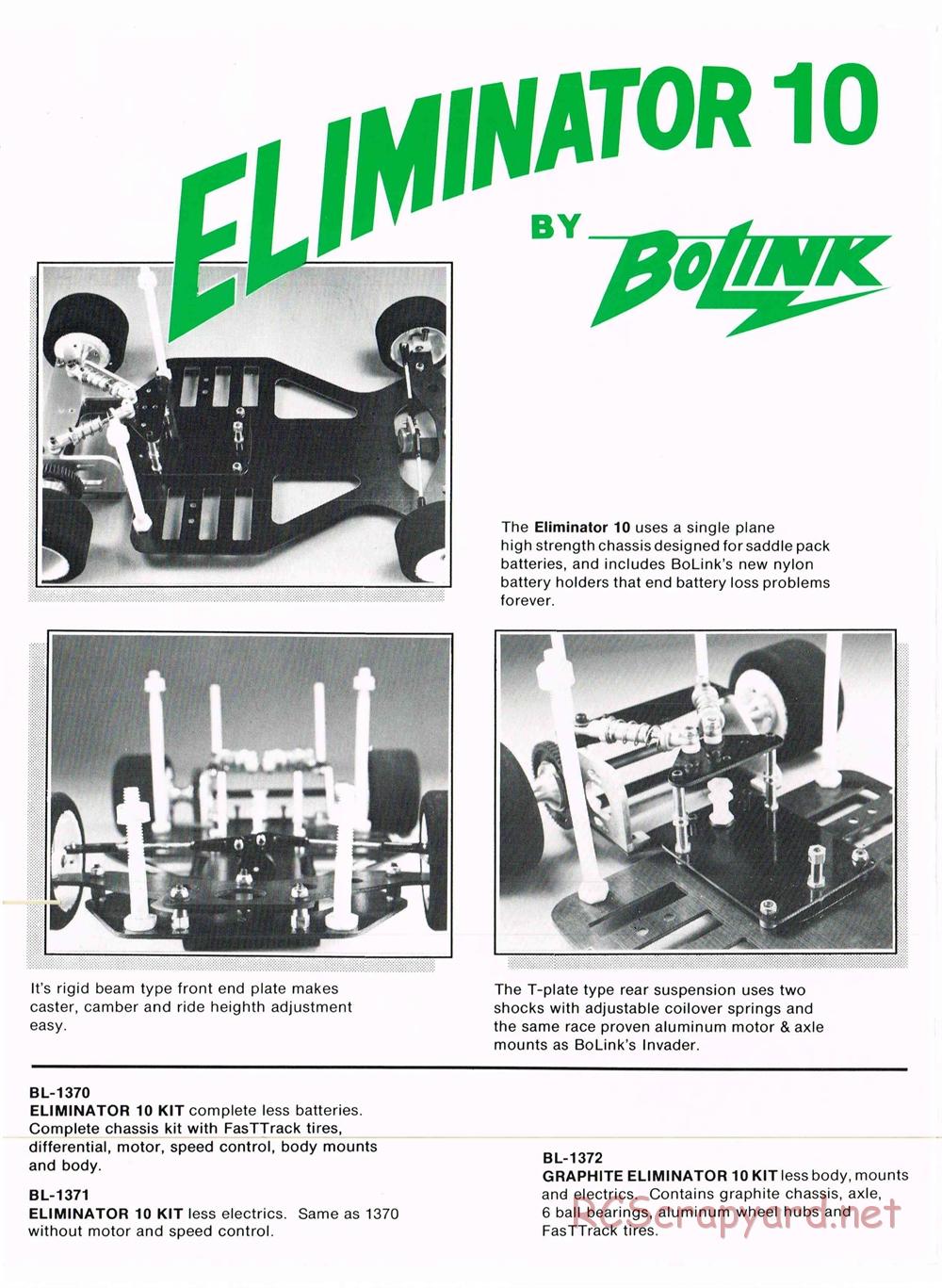 Bolink - Eliminator 10 - Parts List