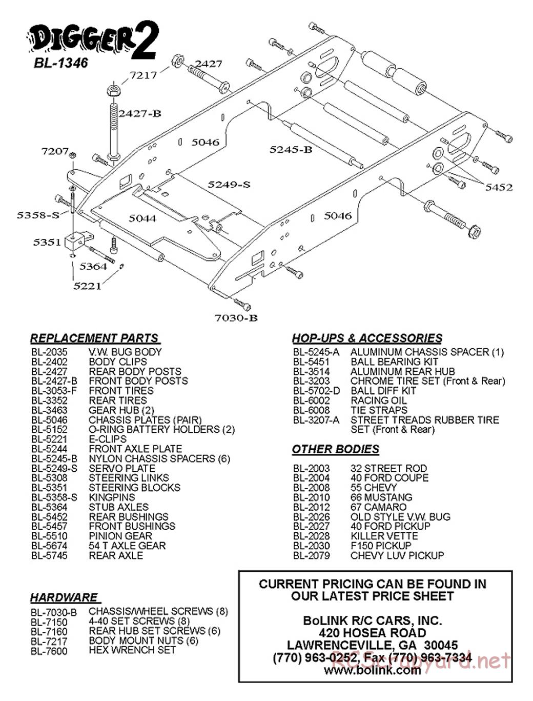 Bolink - Digger 2 - Exploded View and Parts List - Page 1