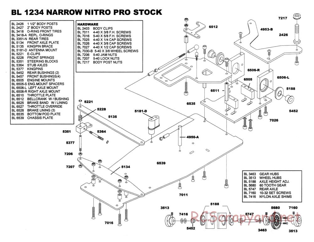 Bolink - Narrow Nitro Pro Stock - Exploded View and Parts List - Page 1