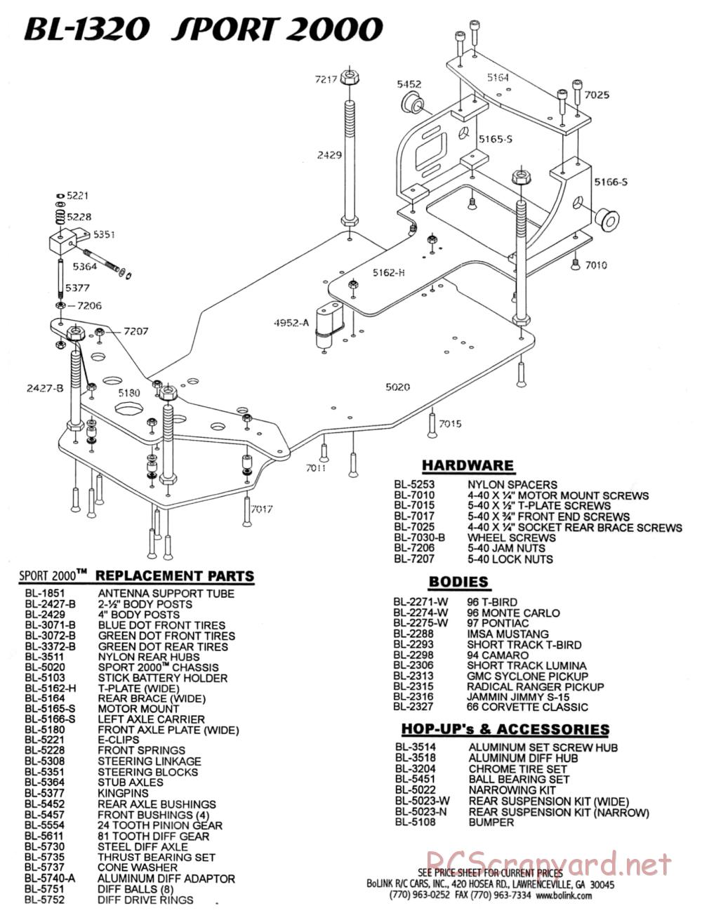 Bolink - Sport 2000 - Exploded View and Parts List - Page 1