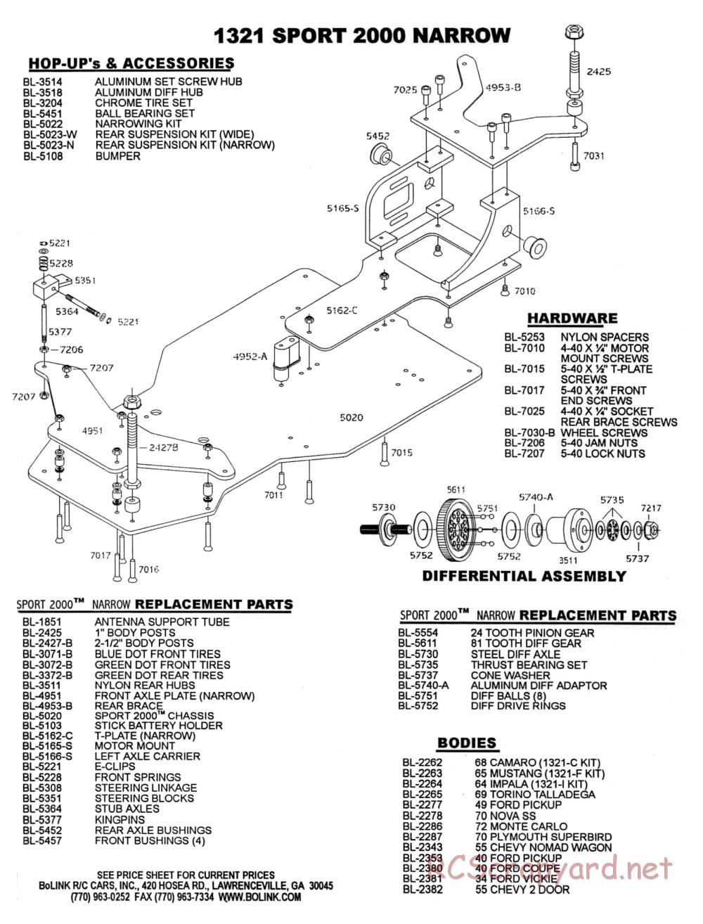 Bolink - Sport 2000 Narrow - Exploded View and Parts List - Page 1