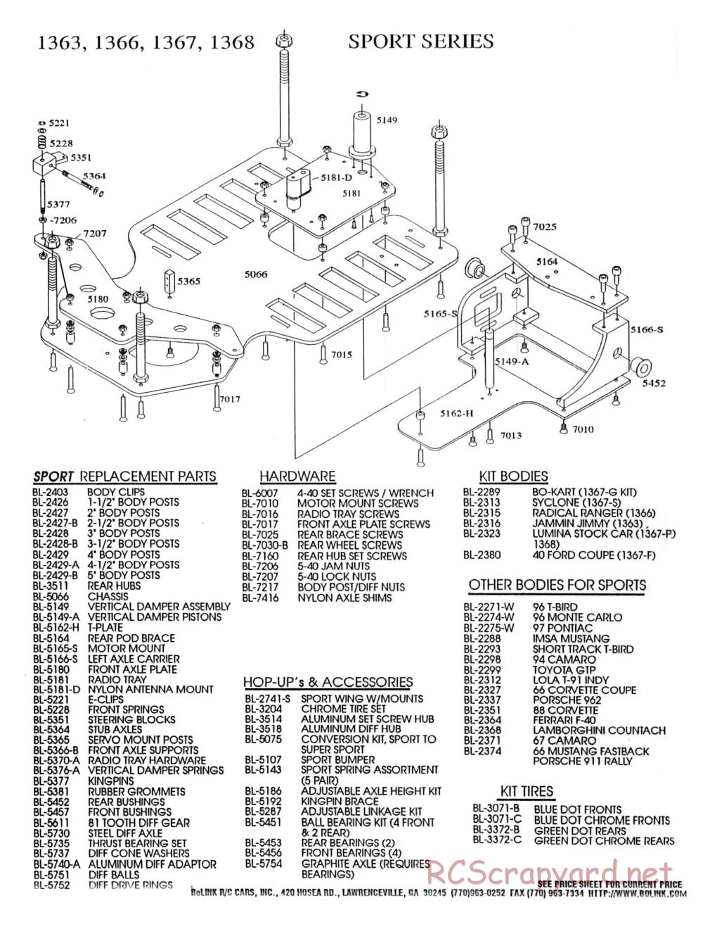 Bolink - Sport Series - Exploded View and Parts List - Page 1