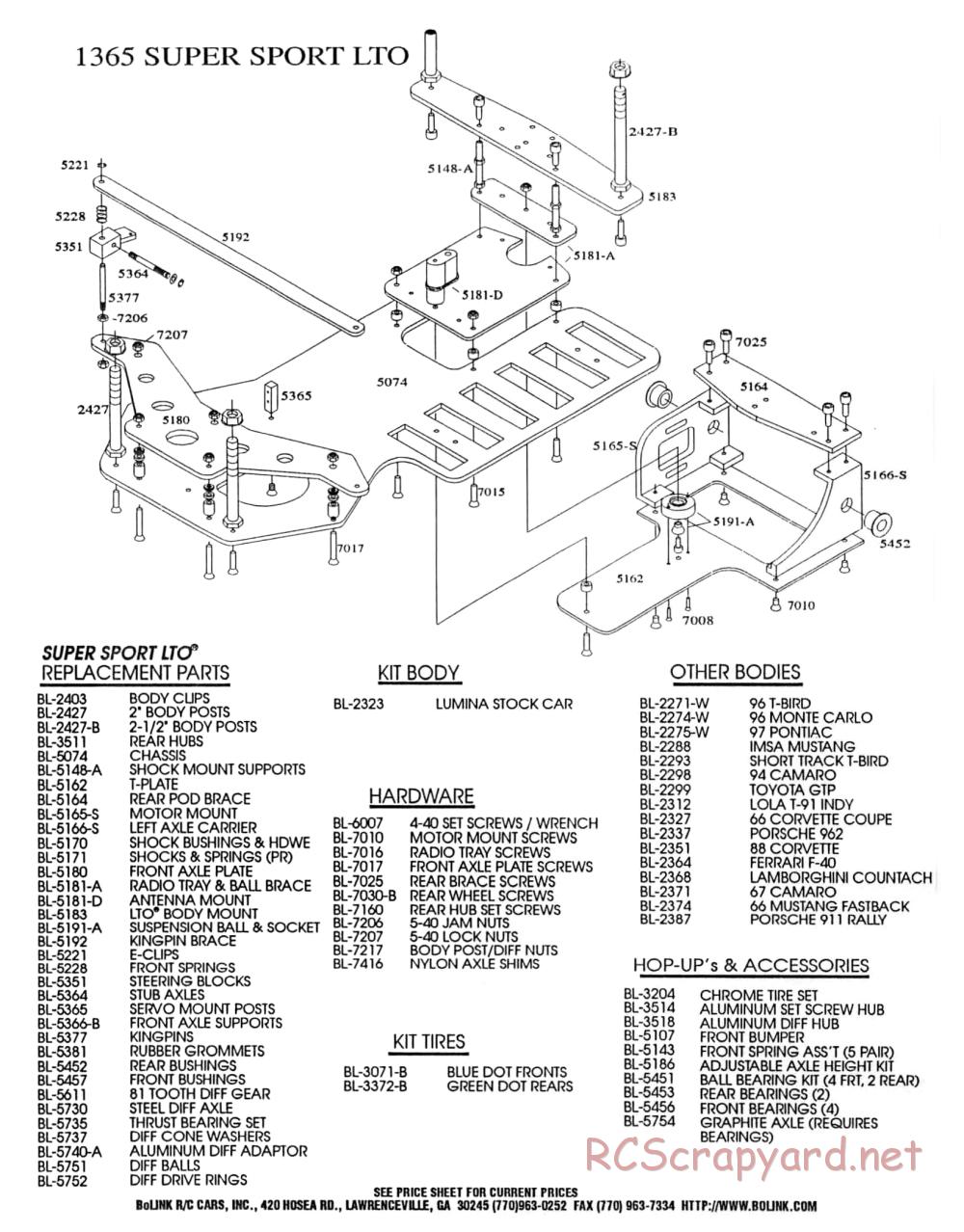 Bolink - Super Sport LTO - Exploded Views - Page 1