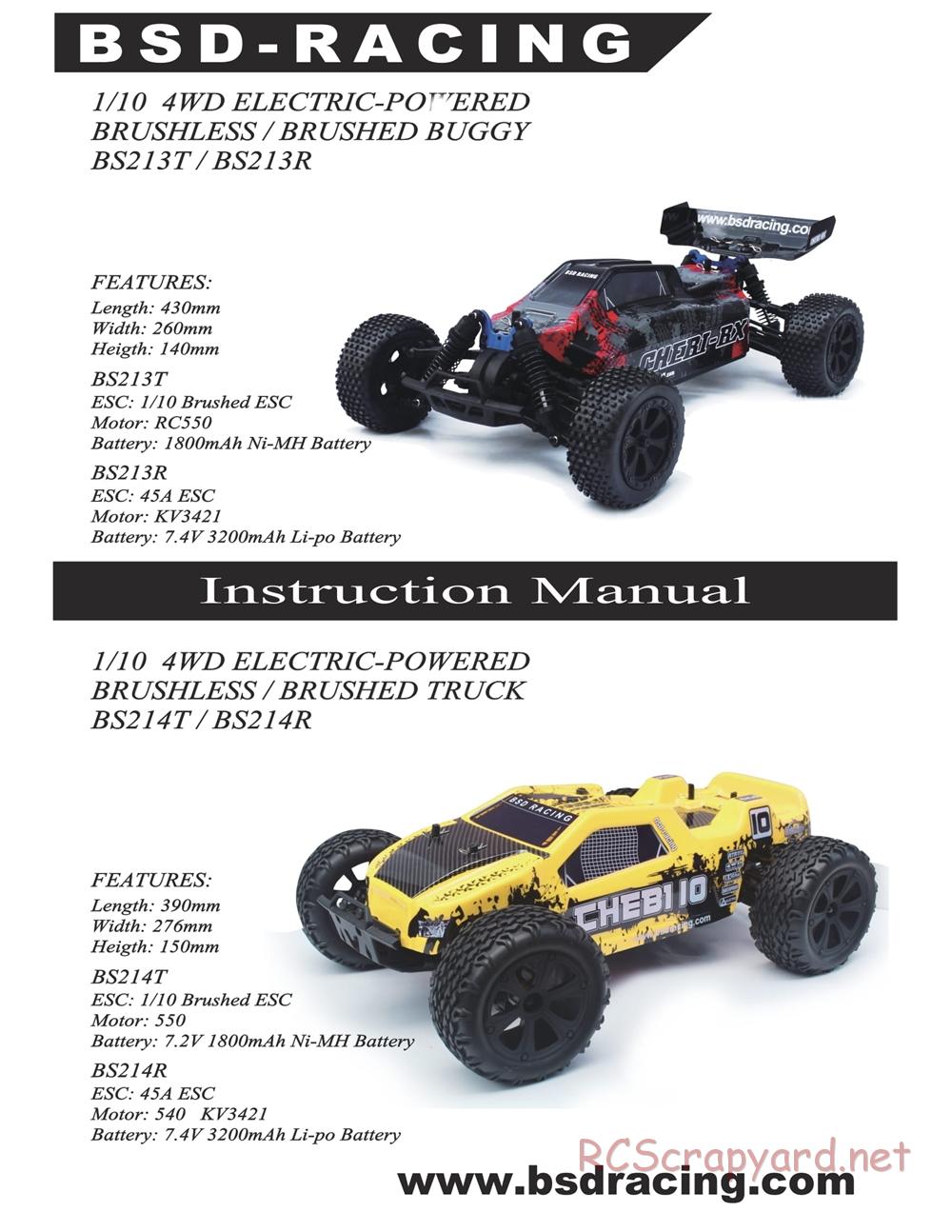 BSD Racing - BS213R / BS213T / BS214R / BS214T - Manual - Page 1