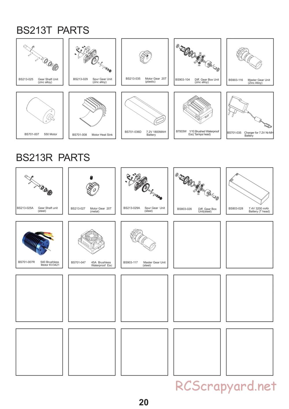 BSD Racing - BS213R / BS213T - Parts List - Page 5