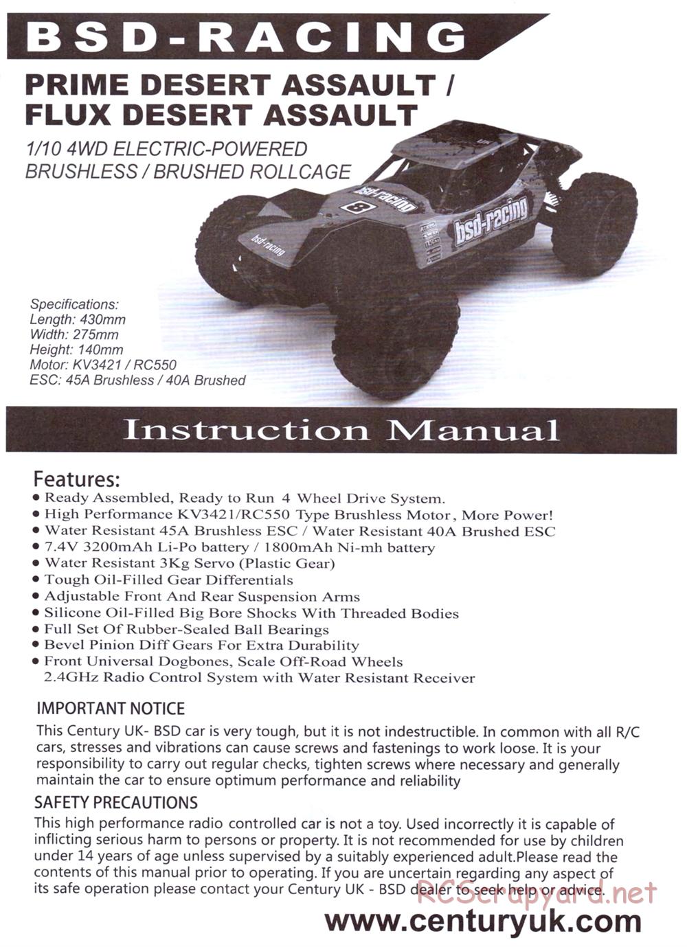 BSD Racing - BS218R / BS218T - Manual - Page 1